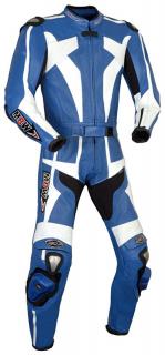 MBW SNIPER BLUE - dvoudílní kožená moto kombinéza