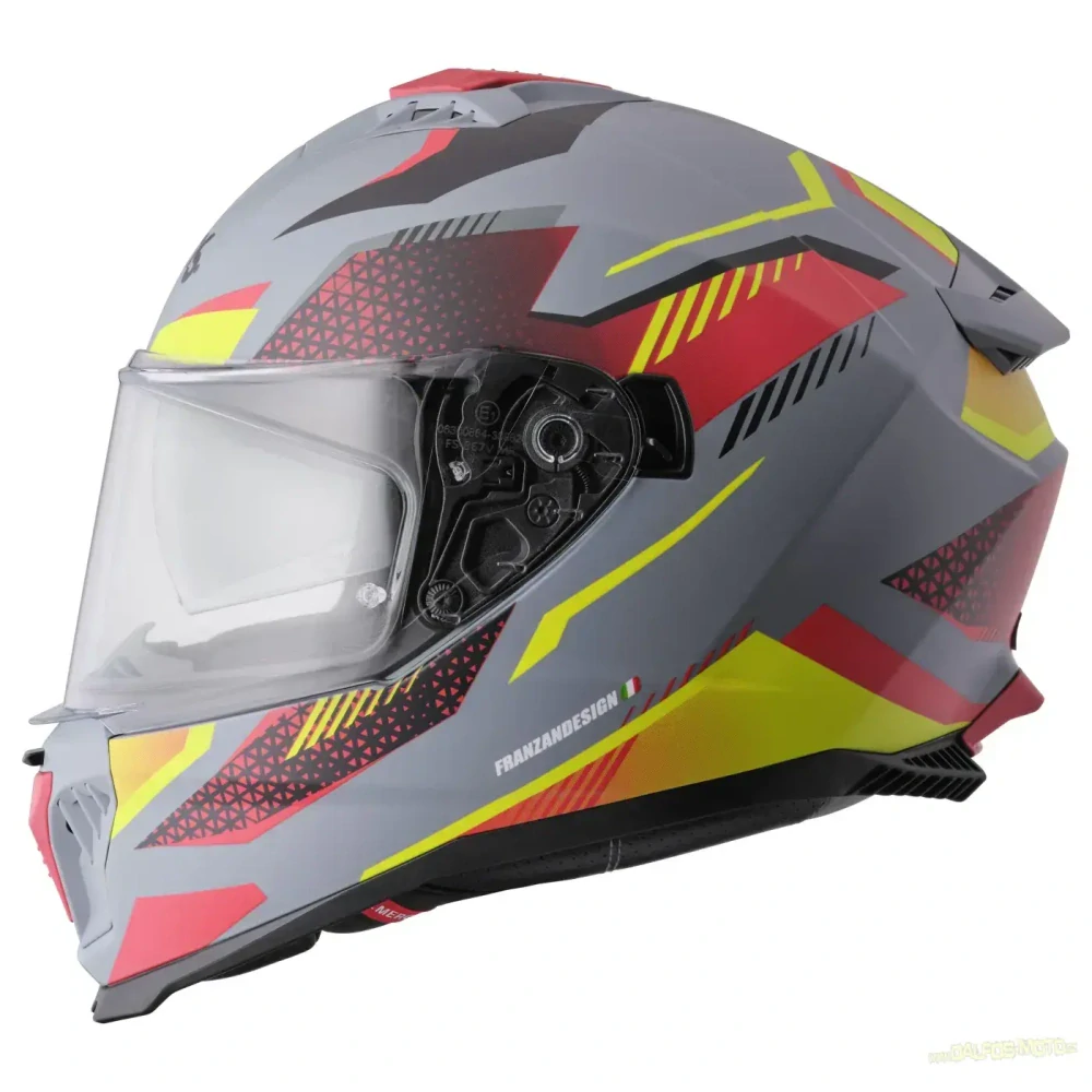 Integrální helma GMS GELERO matná šedo-žluto-červená