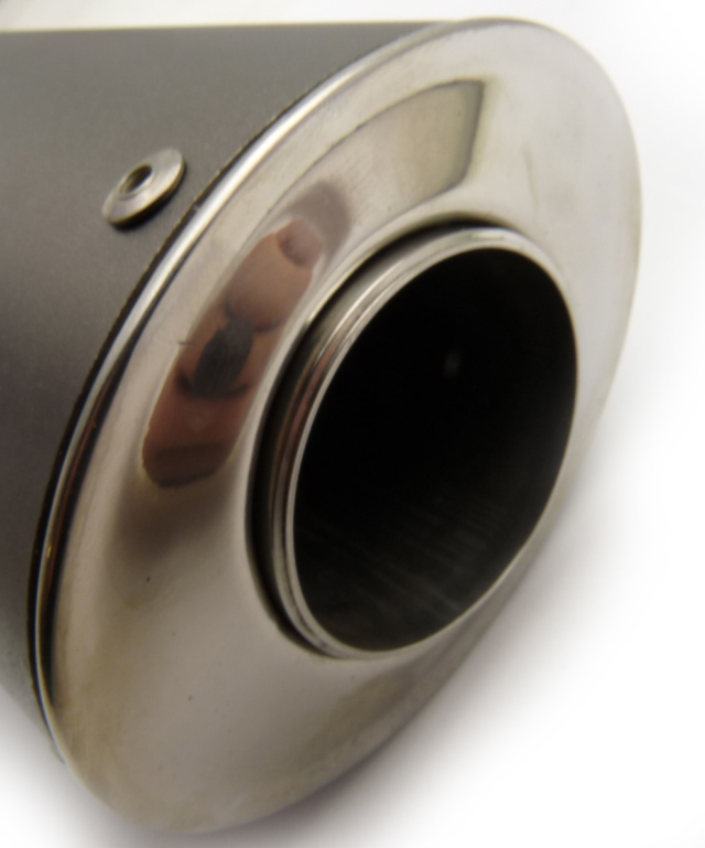 pitbike koncovka výfuku oválná, titanium s logem Tomanon utlumená, 38 mm svod