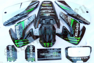 pitbike černé plasty CRF70 s polepy Monster, Stomp, DemonX, WPB