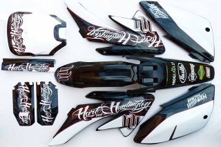 pitbike polepy na plasty CRF70 Heart & Huntington/bílé, Stomp, DemonX, WPB