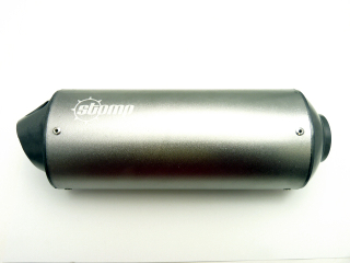 pitbike koncovka výfuku oválná, titanium s logem Stomp, Superstomp