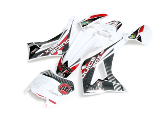 pitbike bílé plasty CRF50 Detroit s polepy Juicebox